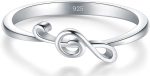 BORUO 925 Sterling Silver Ring - Stackable Music Note Band - Comfort Fit Silver Rings Women - Music Note Silver Band Ring - Fine Jewellery Stackable Ring, 2mm, Size 4-12 - Image 2